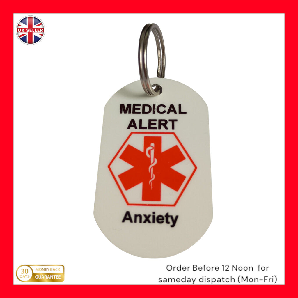Medical Alert  Keyring for Anxiety emergency Id tag