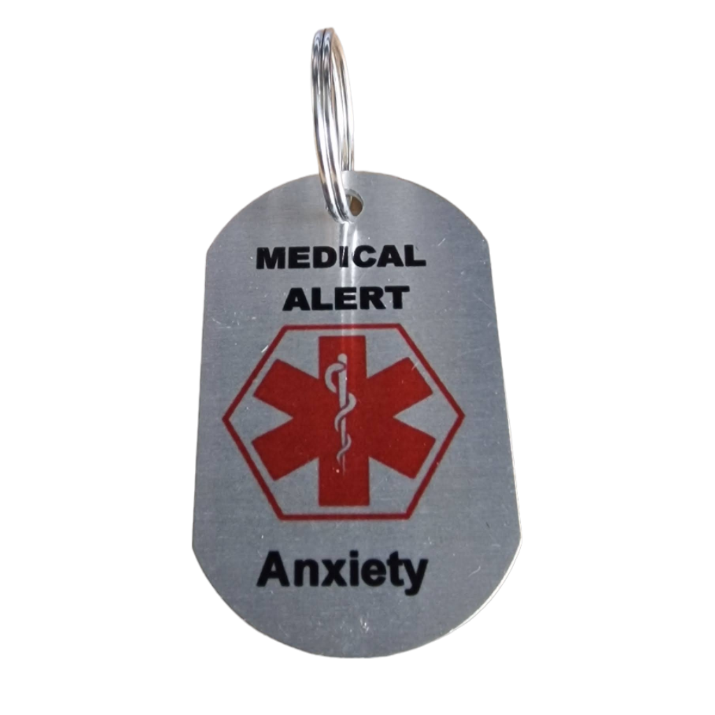 Medical Alert  Keyring for Anxiety emergency Id tag