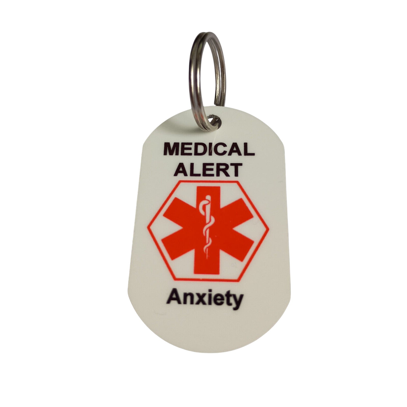 Medical Alert  Keyring for Anxiety emergency Id tag