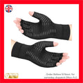 Copper Compression Gloves Anti Arthritis Support Fingerless black arthritis-large