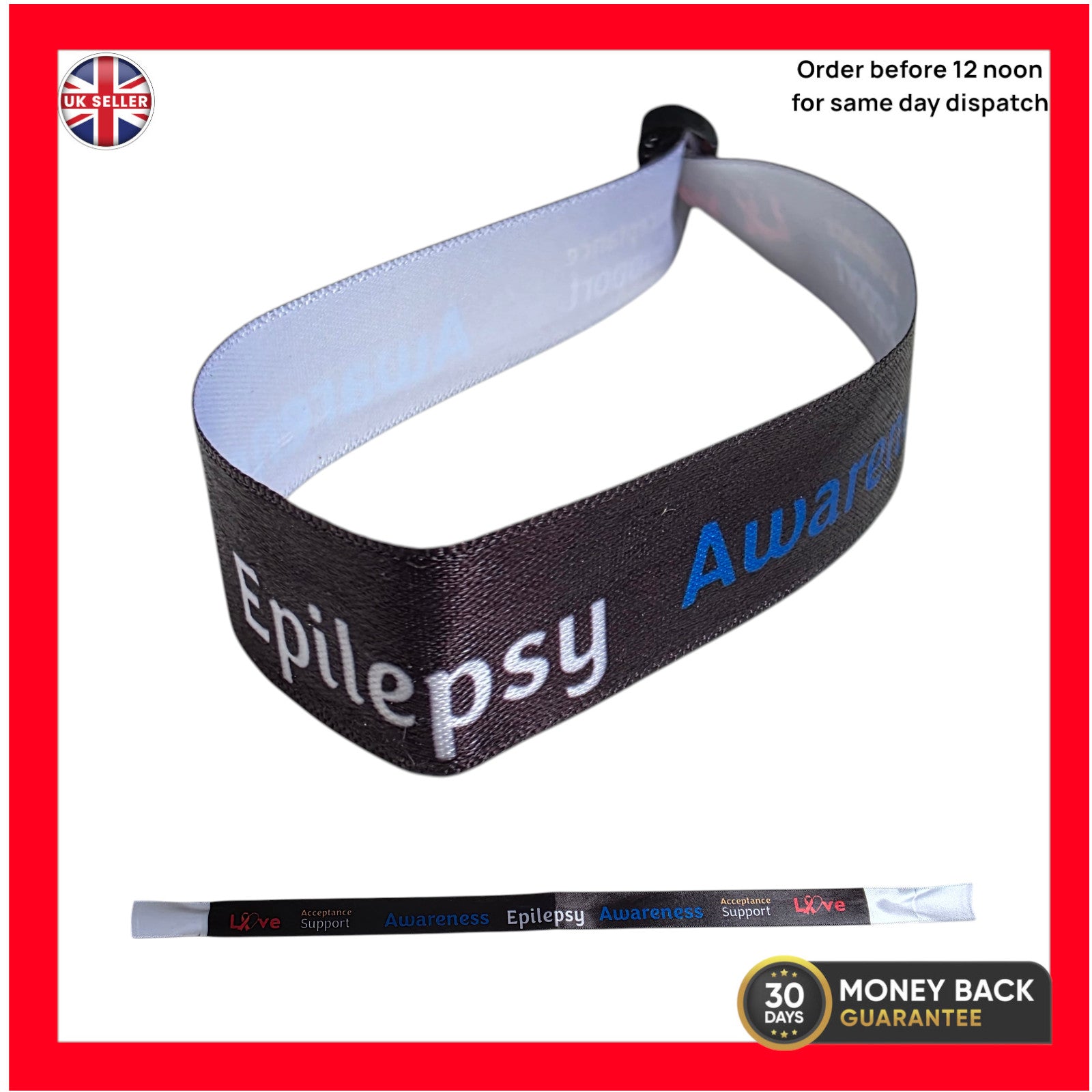 Epilepsy Fabric Bracelet Adjustable Wristband Health Support Band