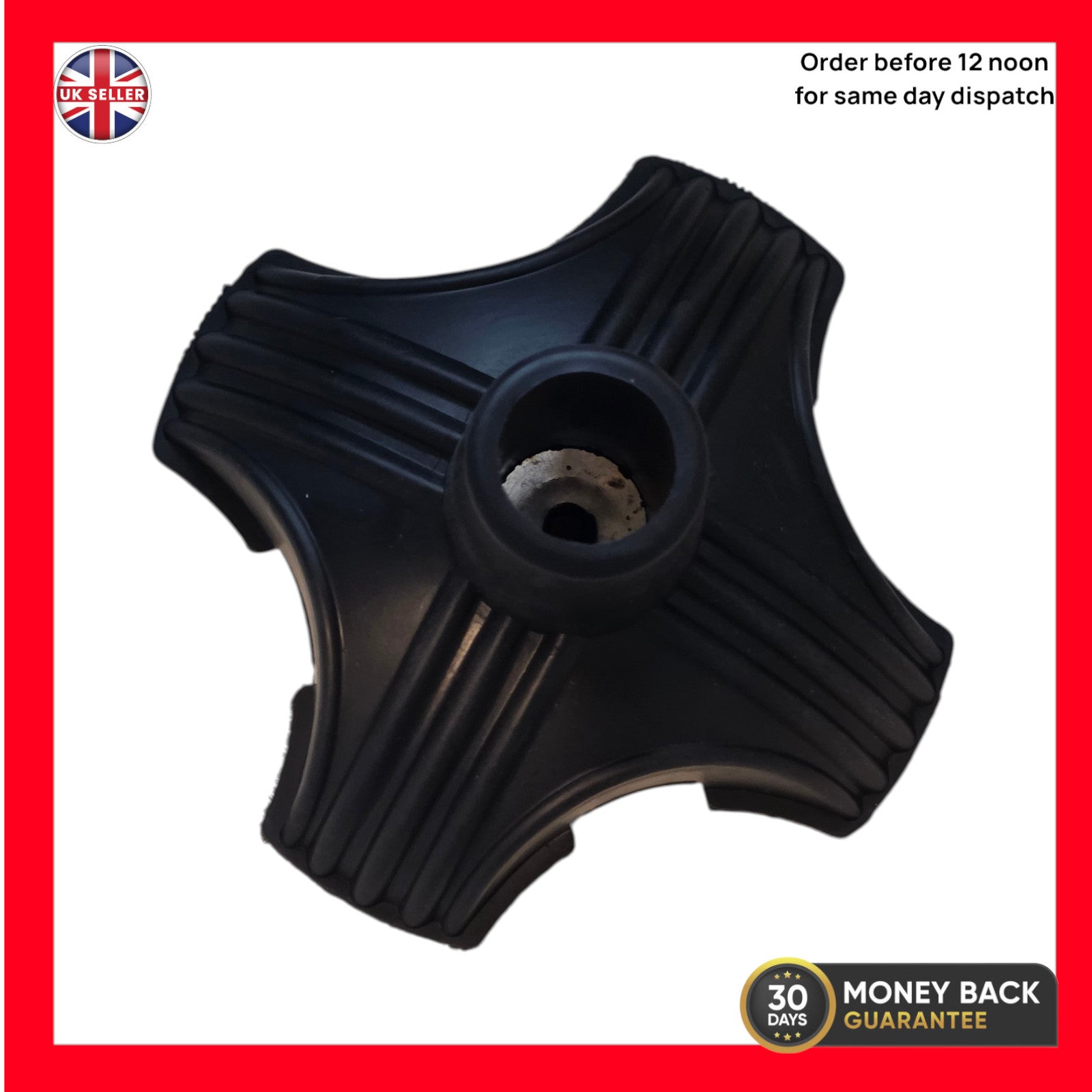 Heavy Duty Rubber Ferrules for Walking Sticks - Self Standing Quad Base