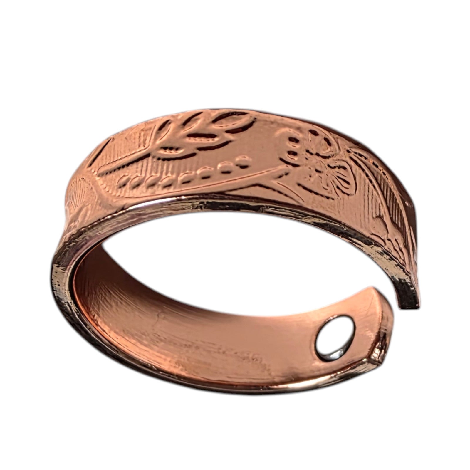 Magnetic Copper Ring  Adjustable Size, Floral  therapeutic