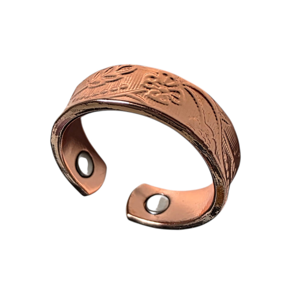 Magnetic Copper Ring  Adjustable Size, Floral  therapeutic