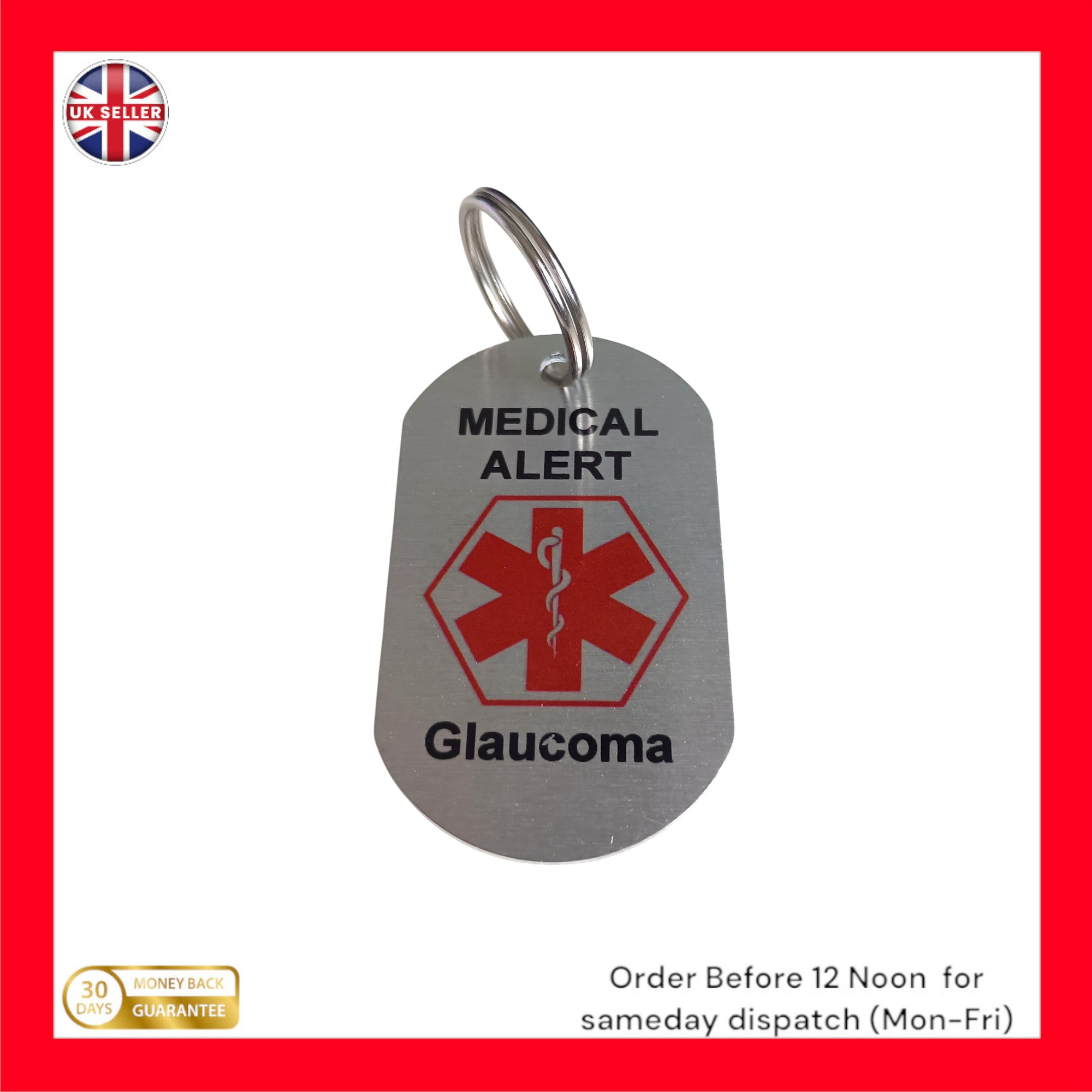Medical Alert  Keyring for Glaucoma ID Tag
