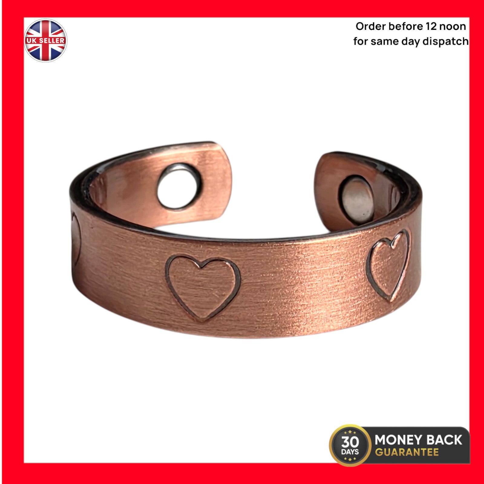 Magnetic Copper Ring  Adjustable Size, heart therapeutic