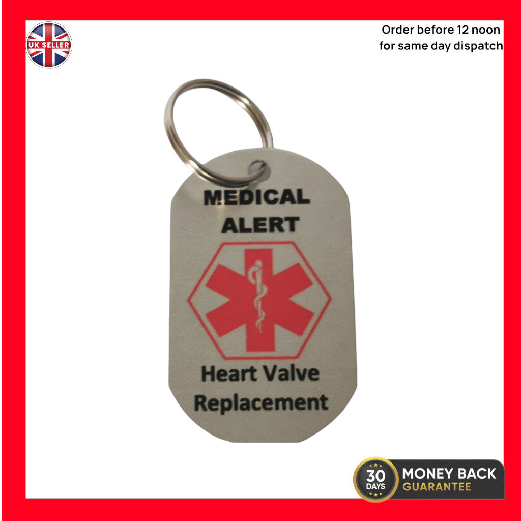 Medical Alert ID Tag Keyring for Heart Valve Replacement