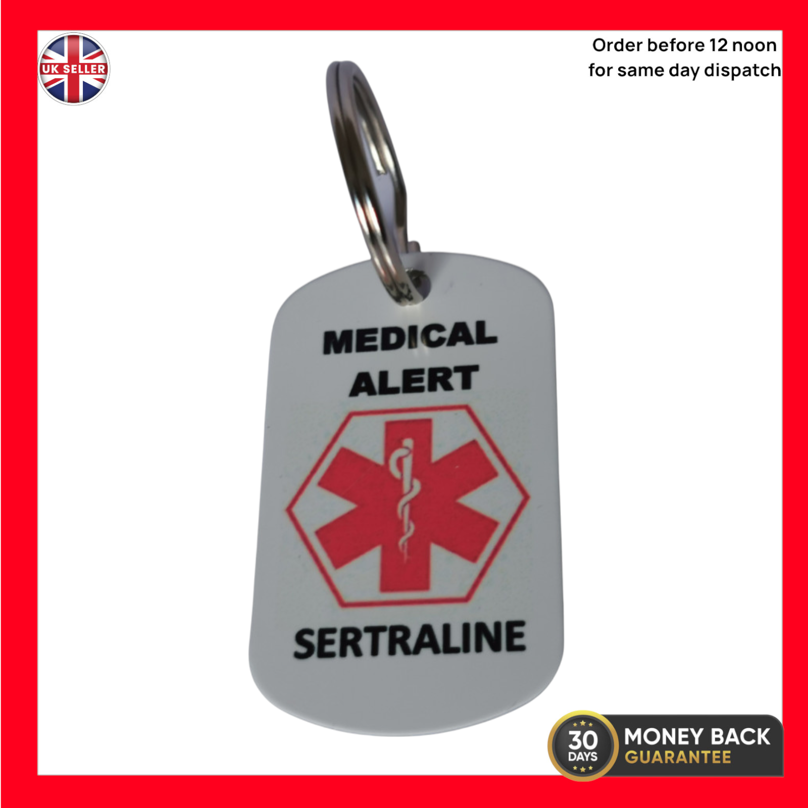 Medical Alert Anti Depressant Medication ID Keyring