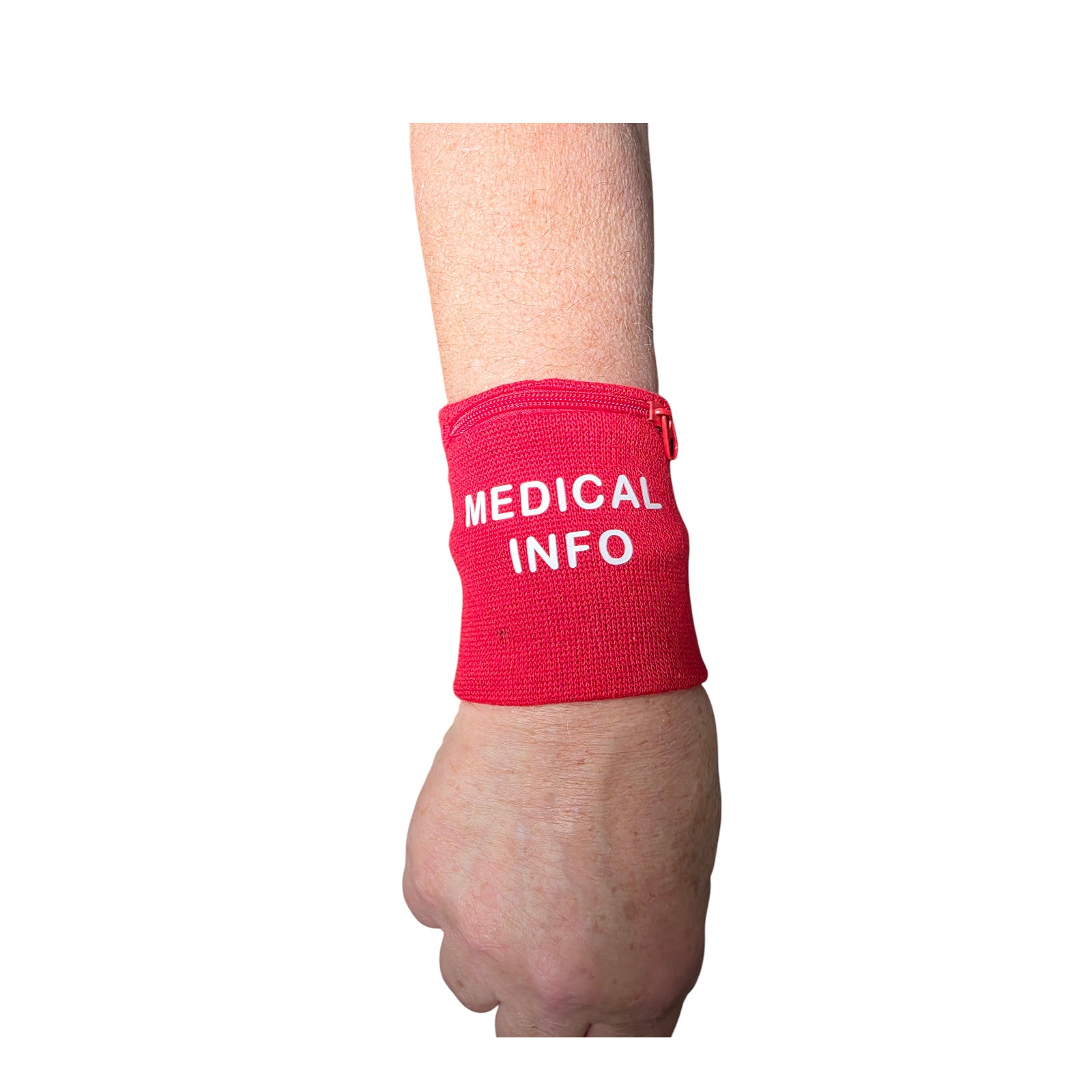 Emergency Medical Info ID  Wristband with Zipper Pocket Mobility Aid