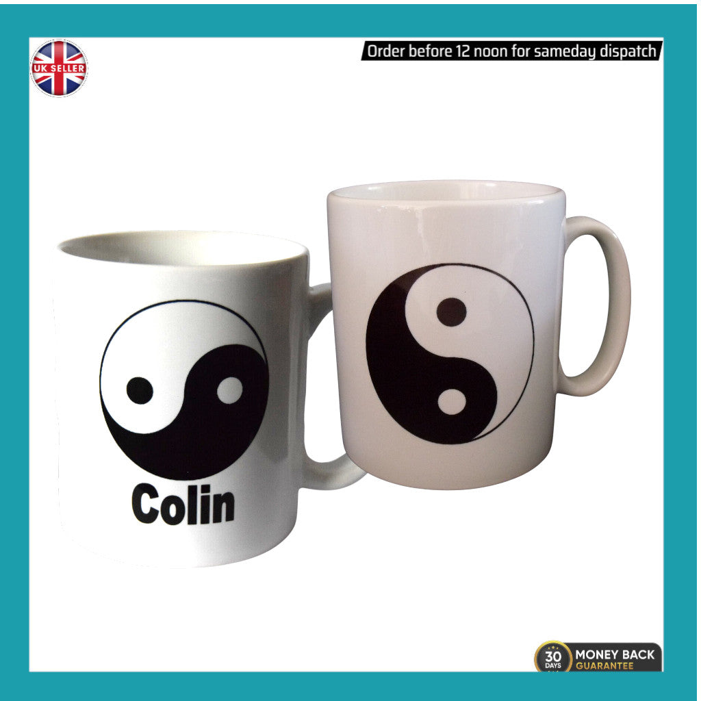 Yin Yang Mug 10oz Ceramic Cup – Black and White Symbol gift Custom